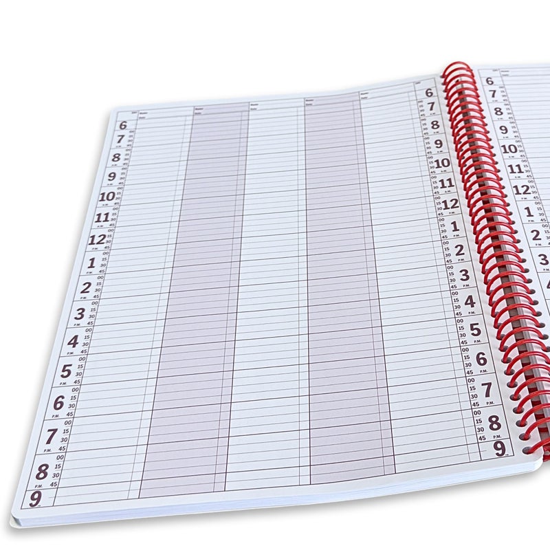 Portage Notebook Planner, 5 Column Appointment Book â€“ Large 10" x 13.5" Undated 2025 Planner, Daily & Hourly Planner in 15 Minute Increments â€“ Spiral Notebook Organizer for Scheduling Appointments (5 Columns) - Image 1